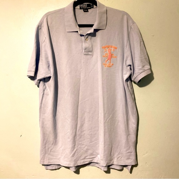 Polo Ralph Lauren Embroidered Powder Blue Polo Shirt XL - Picture 1 of 6